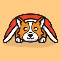 Cute corgi dog mascot illustration vector