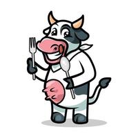 diseño de vector de ilustración de mascota de vaca