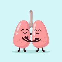 Cute lung health mascot vector