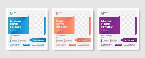 Real estate promotional square web banner vector