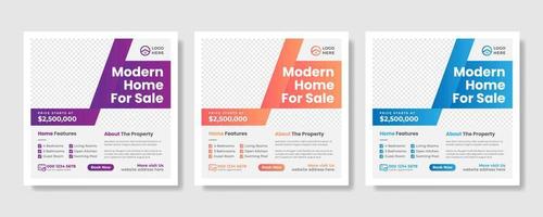 Real estate promotional square web banner vector