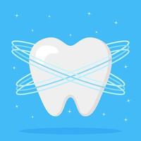 Healthy tooth. Protective vortex around tooth. Oral dental hygiene. Flat vector illustration