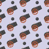 Ancient cannon seamless pattern. Flat vector illustration