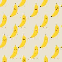 Cute bananas with different emotions seamless pattern vector