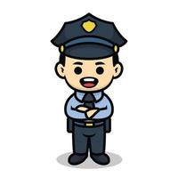Policeman cute cartoon character vector