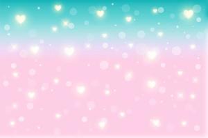 Fantasy background. Pattern in pastel colors. Multicolored sky with stars and hearts. Vector