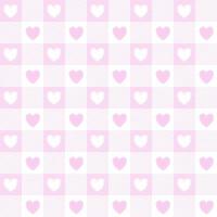 Valentines day gingham seamless pattern. Pink vichy checkered background with hearts. Vector. vector