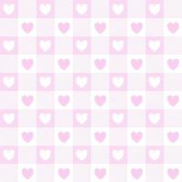 Valentines day gingham seamless pattern. Pink vichy checkered background with hearts. Vector. vector