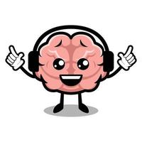 Cute brain mascot vector