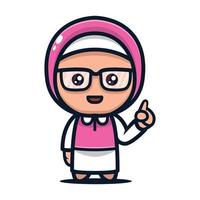 Geek mascot girl moslem vector