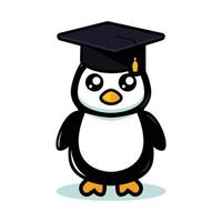 Cute penguin mascot school theme vector