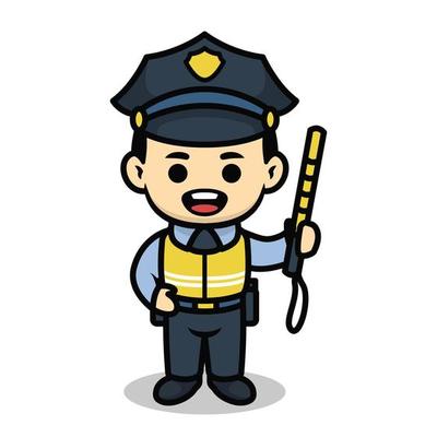 Policeman cute cartoon character 5143062 Vector Art at Vecteezy