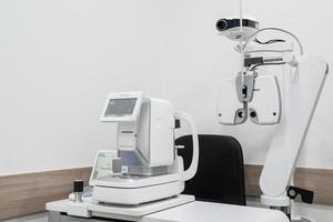 diagnostic ophthalmologic equipment. modern medical equipment in eye hospital. medicine concept photo