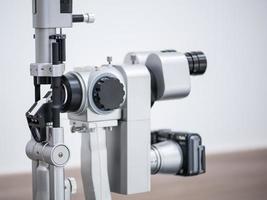 ophthalmologic microscope. modern medical equipment in eye hospital. medicine concept photo