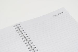 open notepad with markup on a white background photo