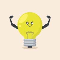 Light bulb cute mascot vector