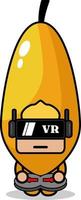 papaya fruit mascot costume vector cartoon character playing virtual reality game