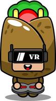 vector cartoon character cute kebab food mascot costume playing virtual reality game