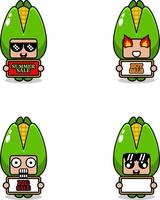 cute cartoon character vector corn vegetable mascot costume set summer sale bundle collection