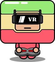 vector cartoon character mascot costume food cute layer cake playing virtual reality game