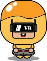 vector cartoon character cute nastar food mascot costume playing virtual reality game