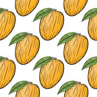 Mango juicy colorful fruit seamless pattern vector illustration