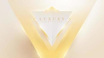 Golden triangle frame with glitter lights effect and bokeh decoration, 3d luxury style background. vector