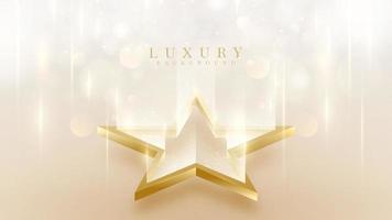 Luxury 3d style background with golden star elements decorated with glitter light effect and bokeh.
