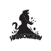 lobo halloween y vampiro, ilustración vector de halloween