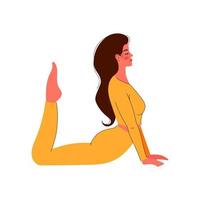 Woman doing yoga. Meditation girl. Healthy lifestyle. Spirit practice. Hand drawn art. Fitness and gymnastic. . Vector illustration