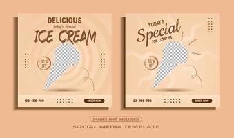 plantilla de publicación de redes sociales de helado vector