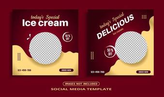 ice cream social media post template vector
