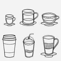 dibujo de boceto a mano alzada de la taza de café. v vector