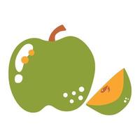 Hand drawn apple, flat fruit illustration. vector