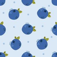 Hand drawn seamless pattern of blueberries, modern and cute. vector