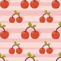 Modern seamless pattern of hand drawn cherry, cute and fun. Flat illustration. vector