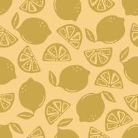 Hand drawn seamless pattern of lemon and slice of citrus fruit. vector