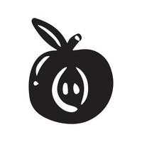 Hand drawn doodle apple, black fruit isolated on white background. vector