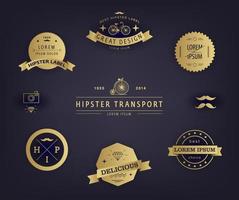 Vector Set of Premium Quality and Guarantee Labels with retro vintage styled design. Hipster elements, signs, logos, identity, labels, badges, logotypes, stickers and stamps