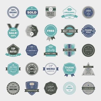 Vector set of retro badges, vintage labels, icons isolated.