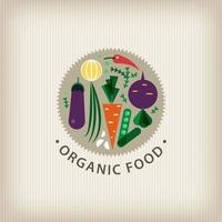 insignia de alimentos orgánicos vectoriales, logotipo, sello, ilustración. vector