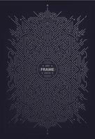 Vector silver monogram design in trendy vintage and mono line style with space for text, abstract geometric frame, luxury packaging template. Use for ad, poster, card, cover.