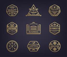 Set of vector linear logotype templates and badges with, various hipster retro badges, icons for business. Premium, quality abstract geometric