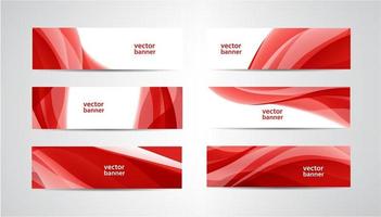 Vector set of abstract silk wavy headers, red banners. Use for web site, ad, brochure, flyers