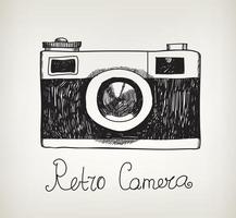 vector retro dibujado a mano hipster cámara de fotos