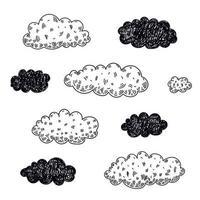 Vector set of hand drawn clouds.