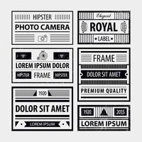 Vector set of modern hipster frames, labels, badges. Black and white.