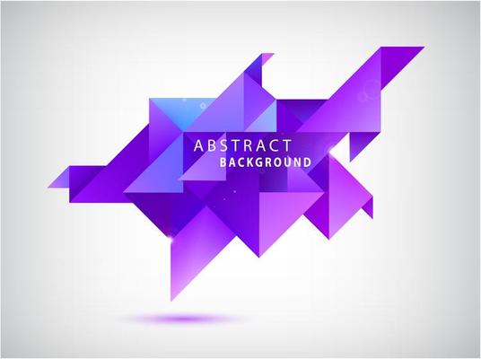 Vector faceted 3d crystal colorful shape, banner. Triangle abstract