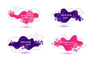 Vector 3d gradient spots set with line isolated. Organic shapes. Abstract elements for trendy vibrant color design. Use for logos, tags, labels, background. Fluid blots, wavy drops, flowing elements