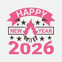 diseño de camiseta feliz año nuevo 2026 vector